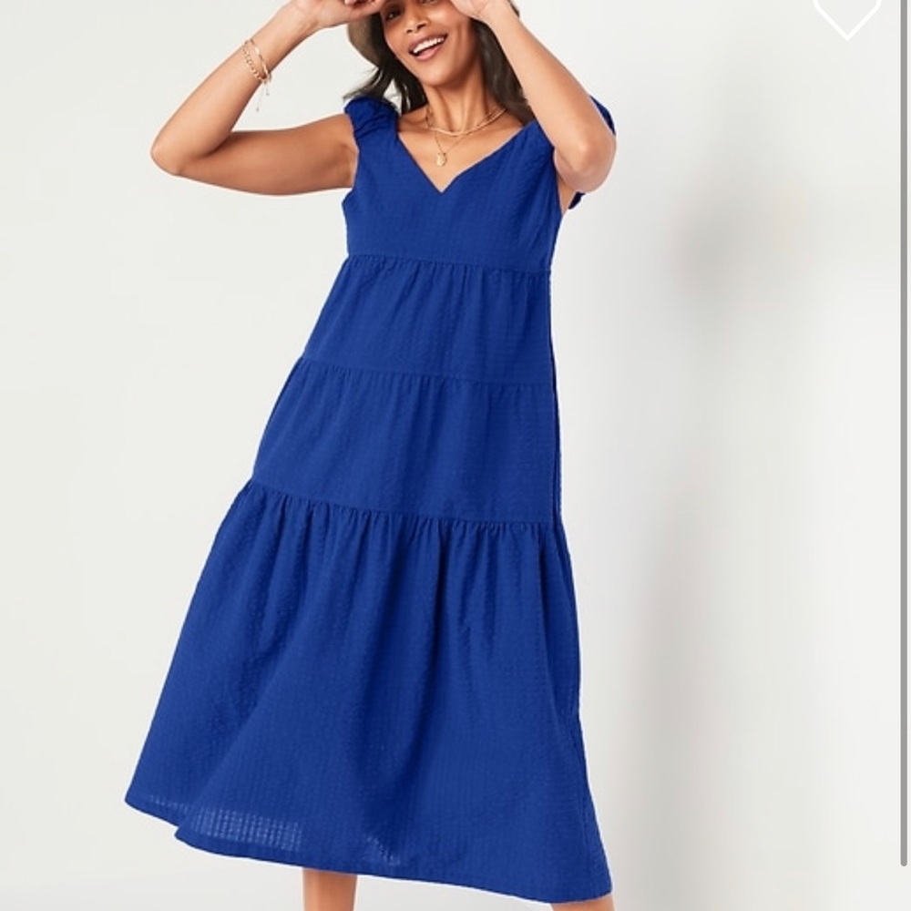 Tiered seersucker maxi dress